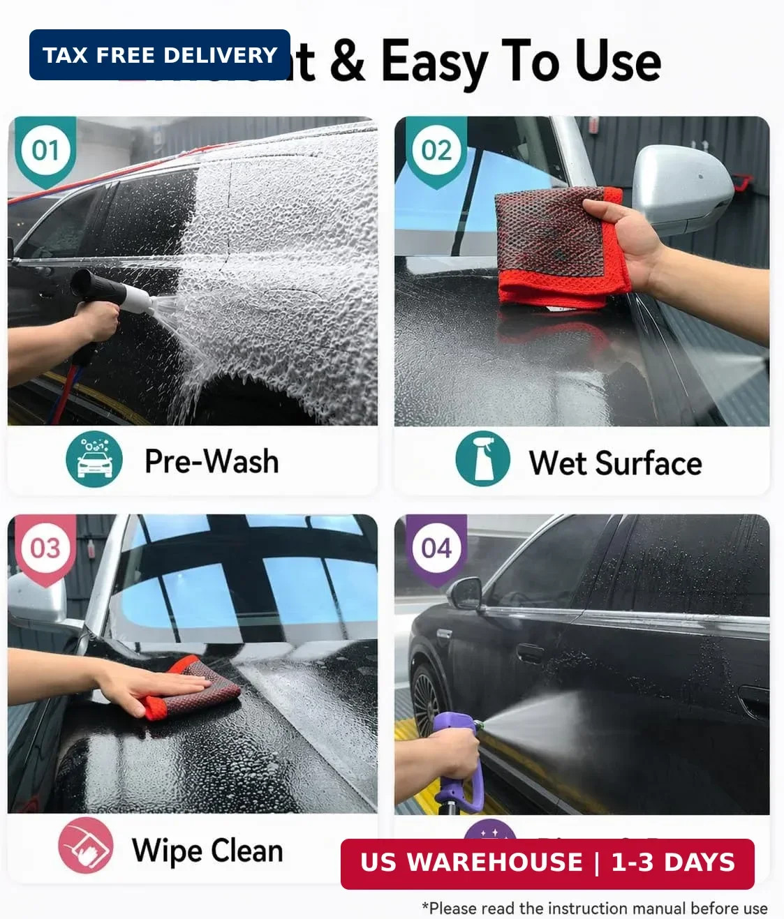 3-in-1 Clay Towel Kit for Car Detailing, 12″ x 12″ Clay Towels & Clay Mitt, Upgr