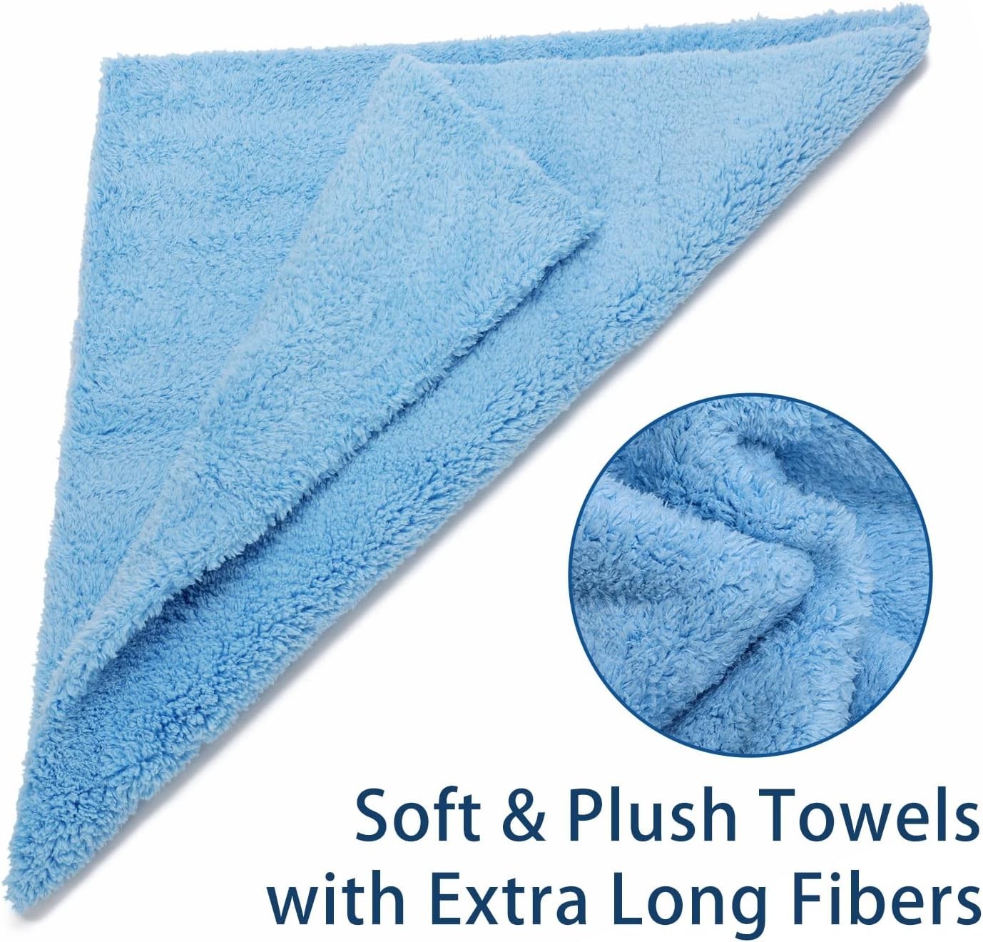 6 Soft Blue Microfiber Towels for Optimal Car Care – Edgeless & Highly Absorbent
