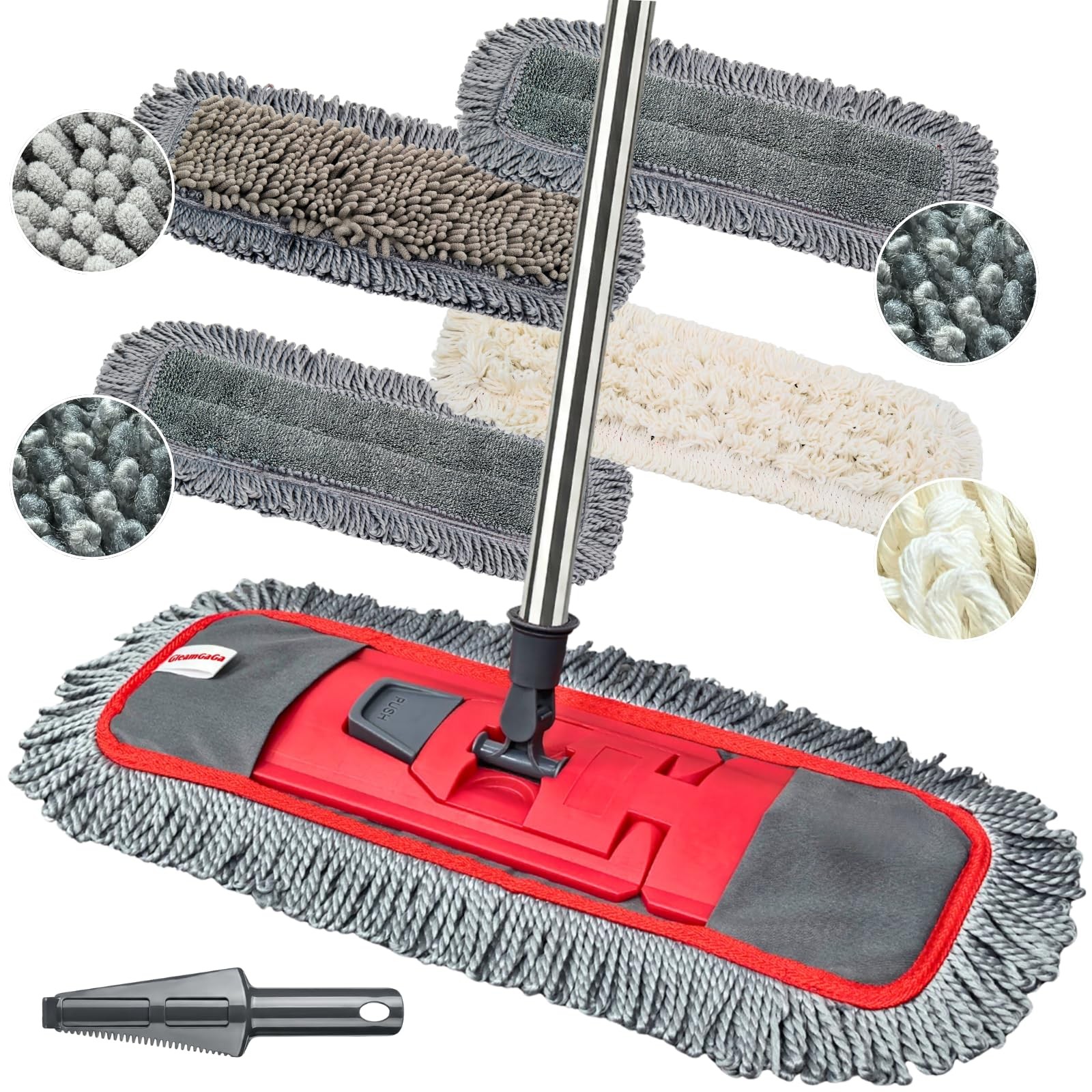 Dust Mop for Floor Cleaning with 4-in-1 Washable Pad System, Wet & Dry Multi-…