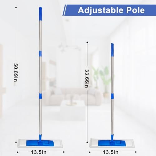 17″ Microfiber Mop for Hardwood Floor Cleaning,Mops with 50″ Stainless Steel