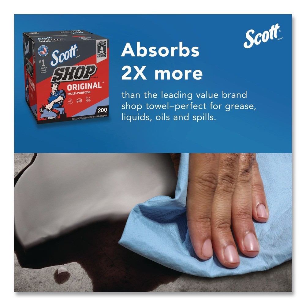 Scott 75190BX 9″ x 12″ 1-Ply Shop Towels Original – Unscented/Blue (200/Box) New