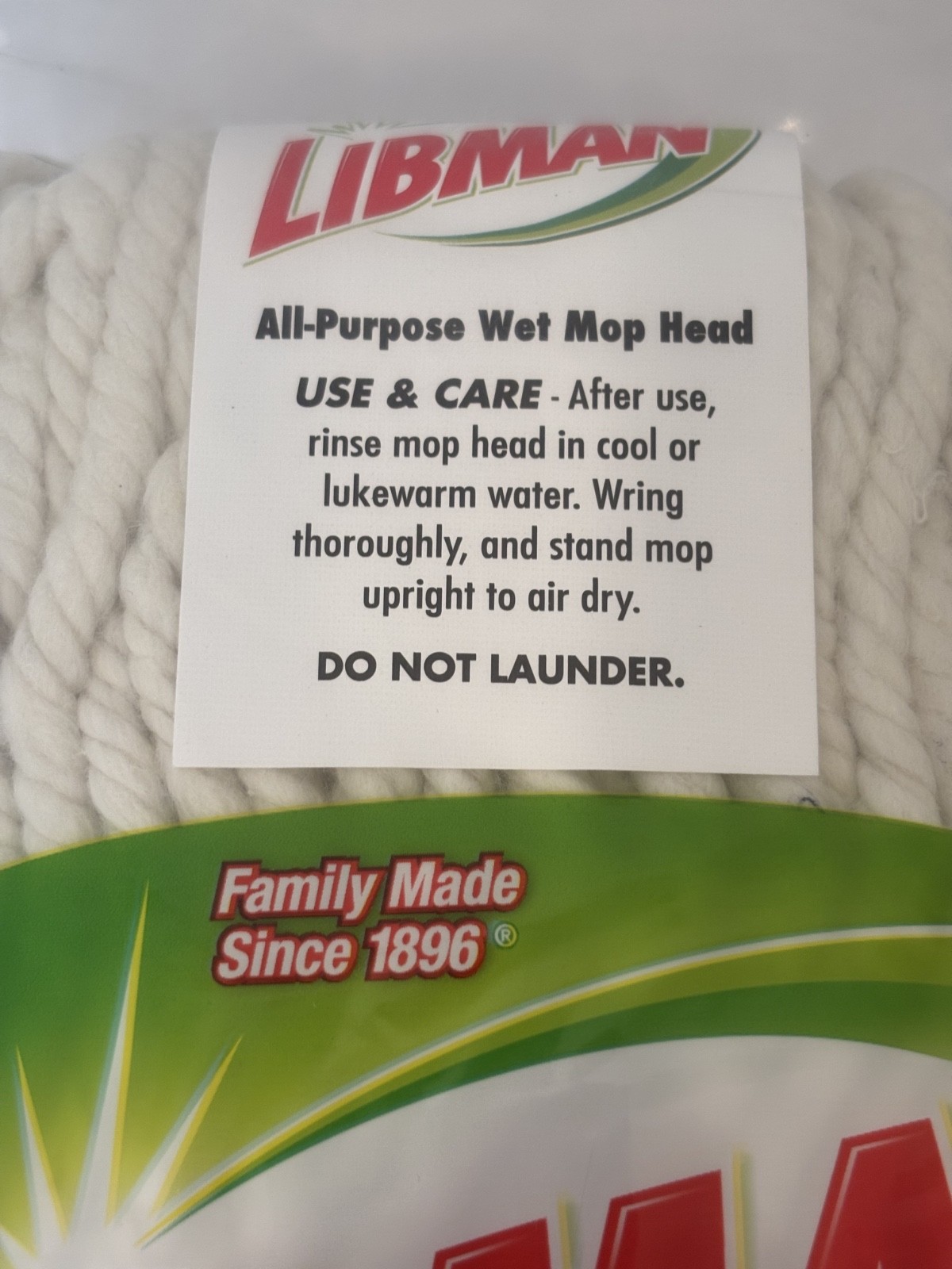Libman #16 All-Purpose Cotton Blend Wet Mop Refill Extra Absorbent Twisted Yarn