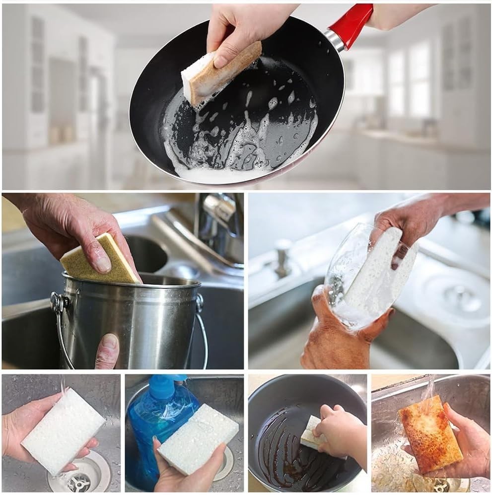 Natural Compostable Kitchen Sponge 12 Pack Cellulose & Coconut Fiber Eco-Frie…