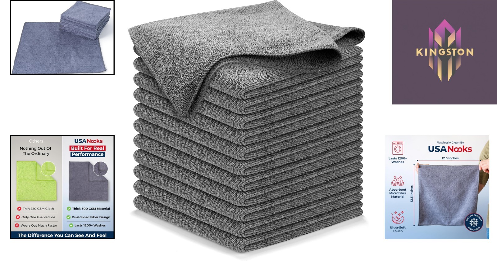 High-Performance Microfiber Cleaning Cloths for Home & Car – 12 Pcs, 1200 Washes