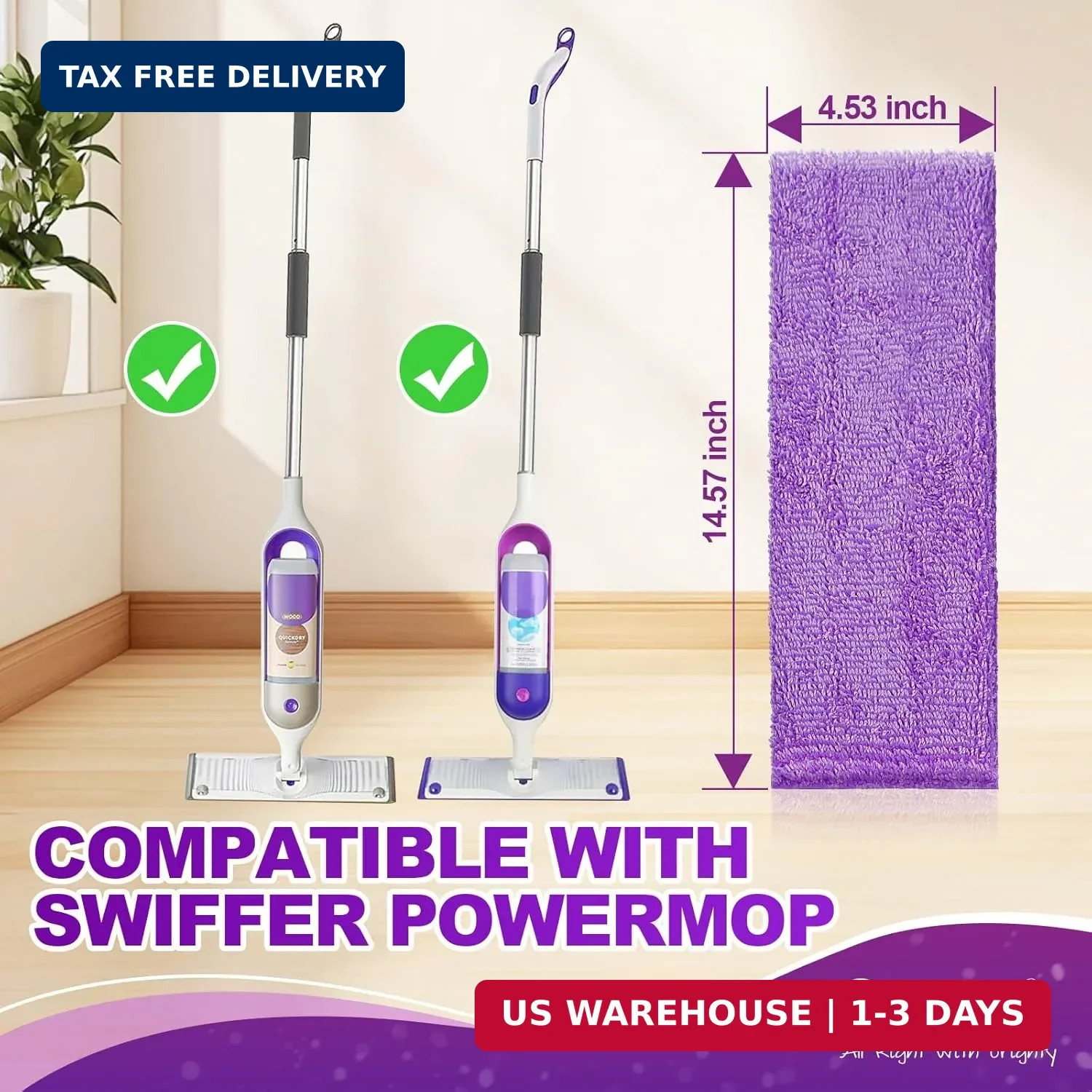 Orighty Reusable Mop Pads for Swiffer PowerMop, 10 Pack Power Mop Pads Refills f