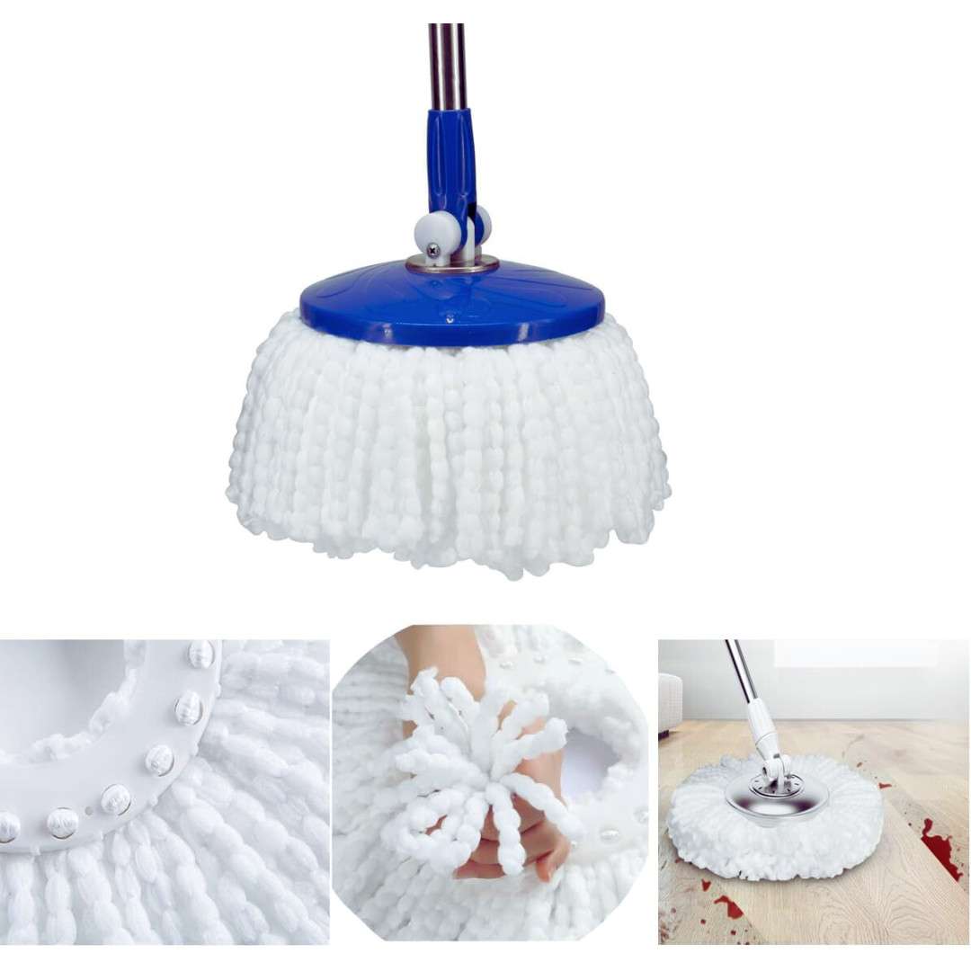 4 Pack 360° Spin Mop Replacement Head, Round Shape Standard Size Microfiber