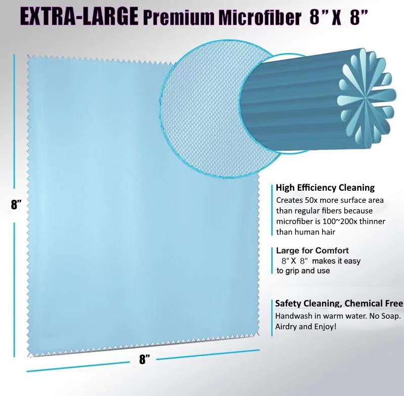 Large size Microfiber Cleaning Cloth 20x20CM(8x8inch )for TV Screens Lens Phone