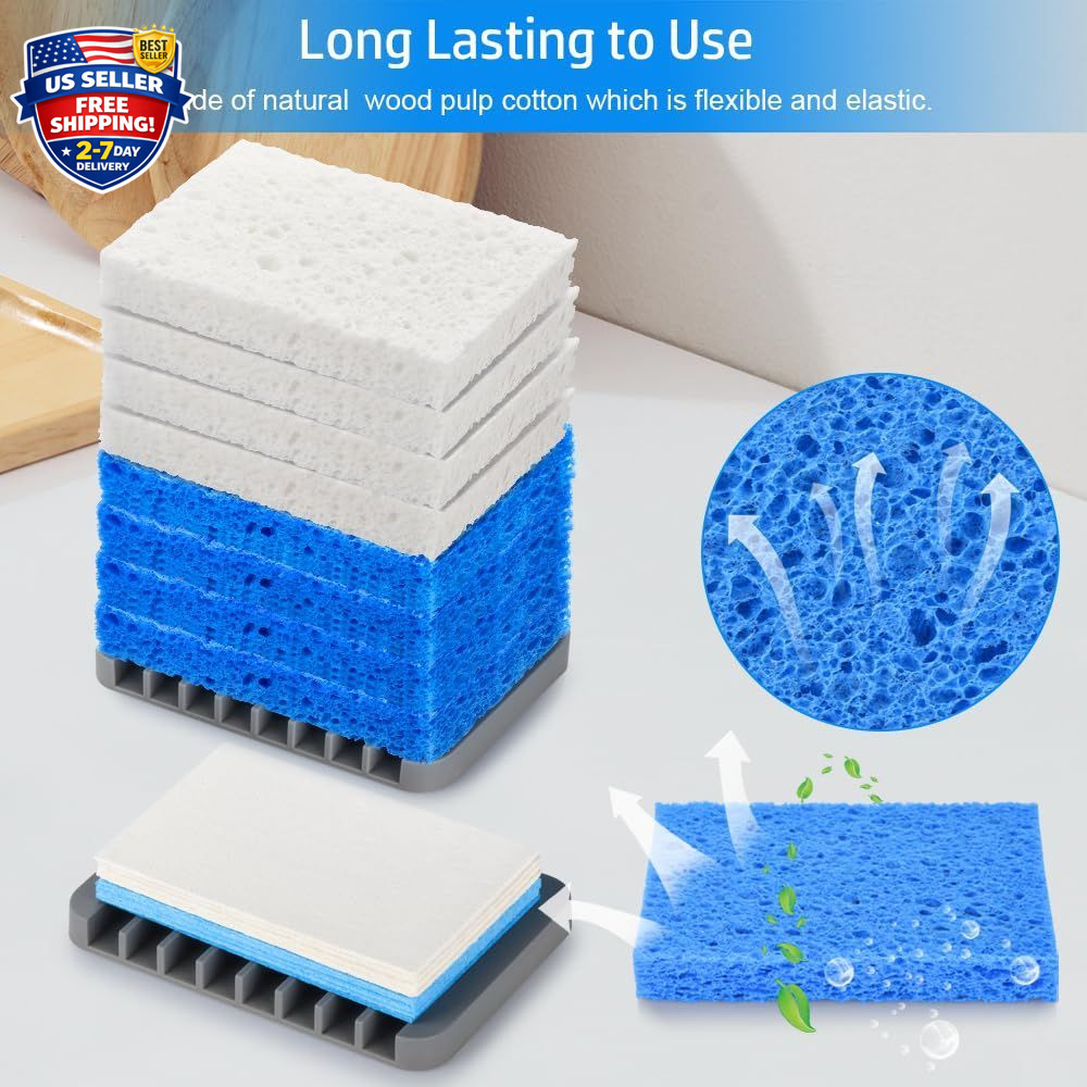 8PCS Compressed Kitchen Sponges for Household Use, Zero Scratch Scrub