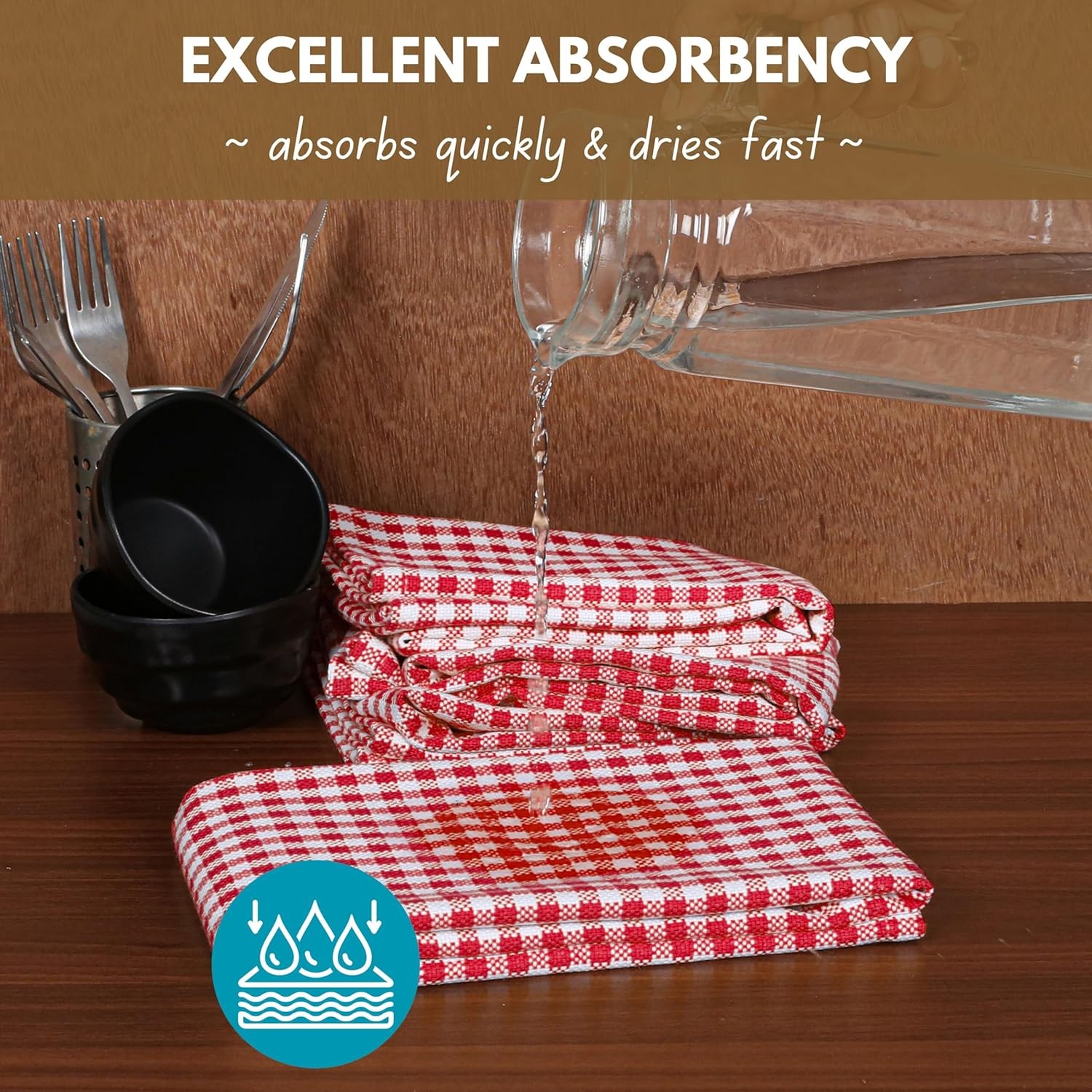 12 Pack Gingham Check Kitchen Towels 16″x26″ – Mini Plaid Cotton Dish Towels