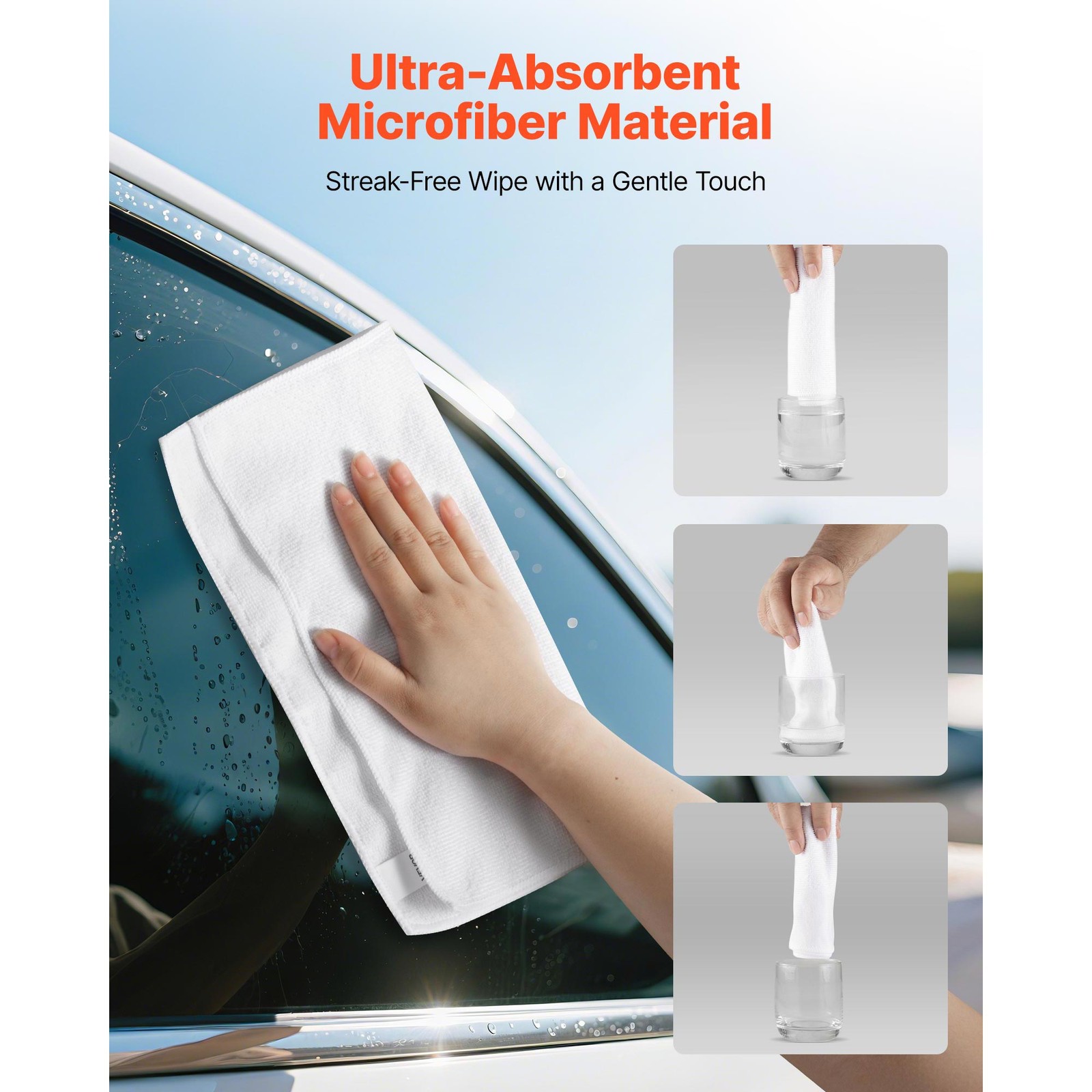 Uimoso 50 Pack White Microfiber Cleaning Cloths 12×12 in High-Quality Towels