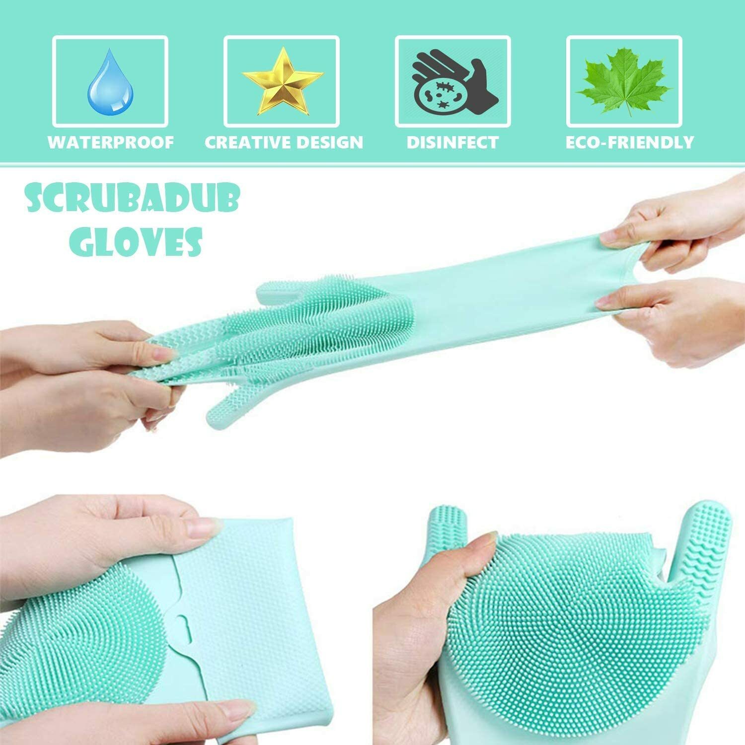 Silicone Cleaning Gloves Scrubadub Premium Magic Gloves Ribbed Washer Scrubber