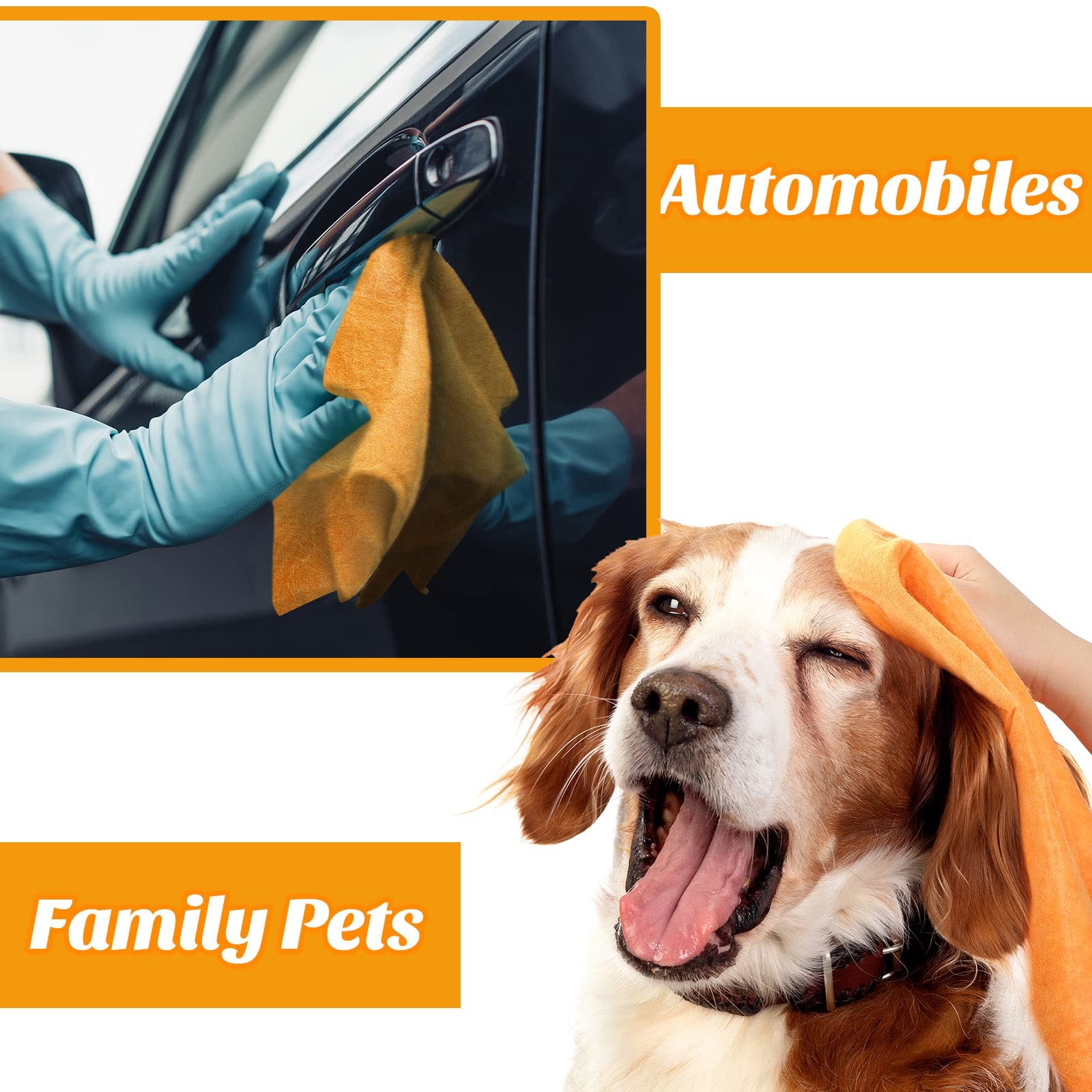 10 PCS 20×27 Inch Orange Shammy Cloths Absorbent Chamois Towel Car Drying Pad