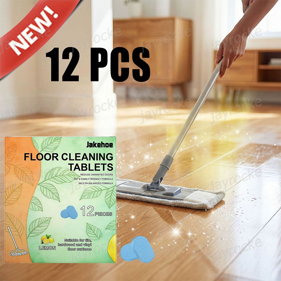 12X Floor Cleaner Tablets Pre-Measured Dissolvable for Tile Vinyl Hardwood Lemon