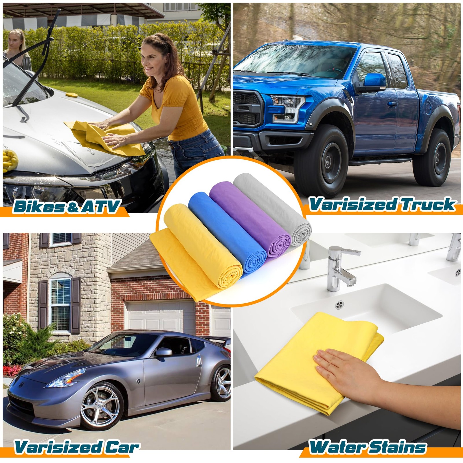 Idemeet Premium Shammy Towel for Car, Super Absorbent 2 Pack 26″”x17″” Car Dryin