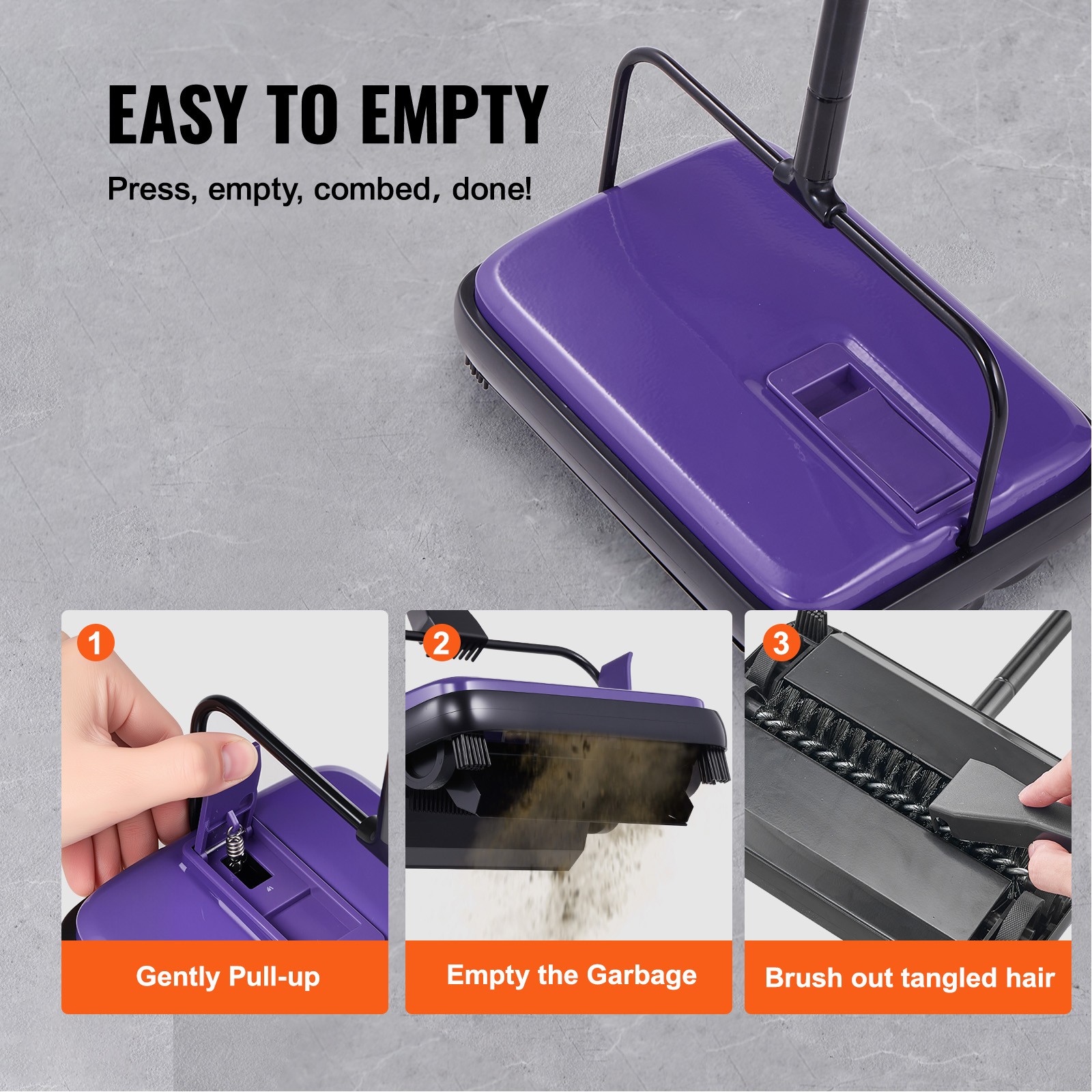 Uimoso Carpet Floor Sweeper Manual 6.7 inch Width Sweeping Paths Non Electric