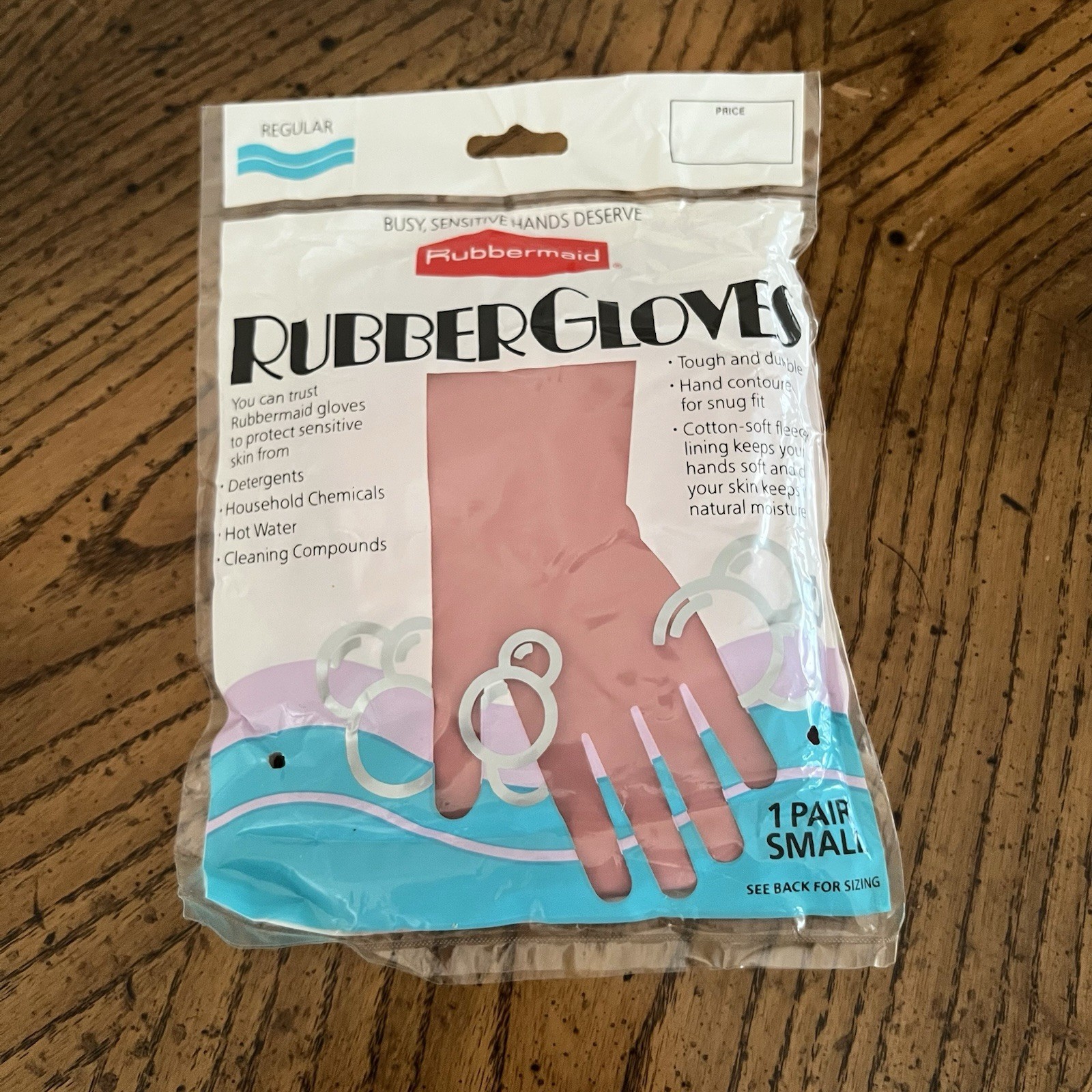 Vintage 1987 Rubbermaid Rubber Gloves Mauve Pink Small New in Package Old Stock