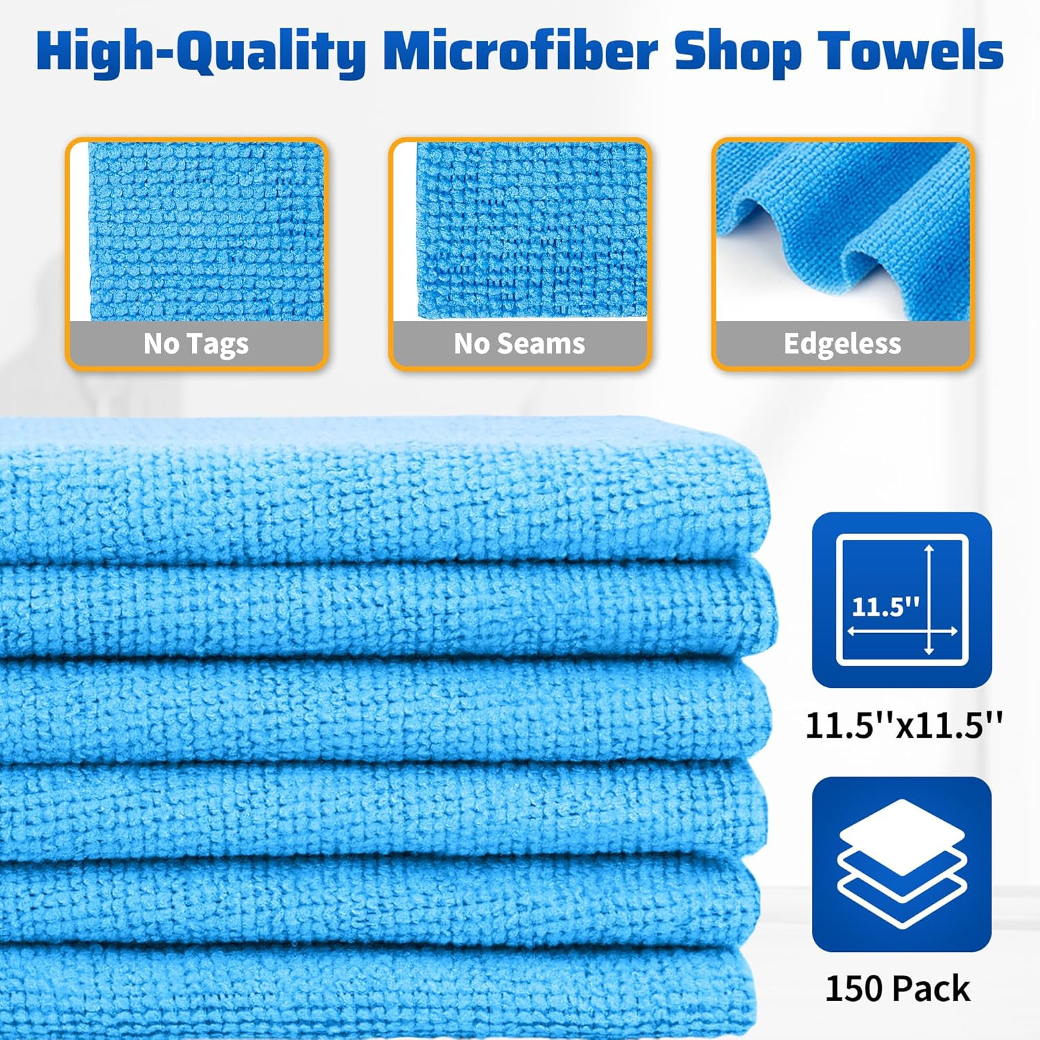 150 Pack Microfiber Cleaning Towels Lint-Free Reusable Rags for Garage & Home