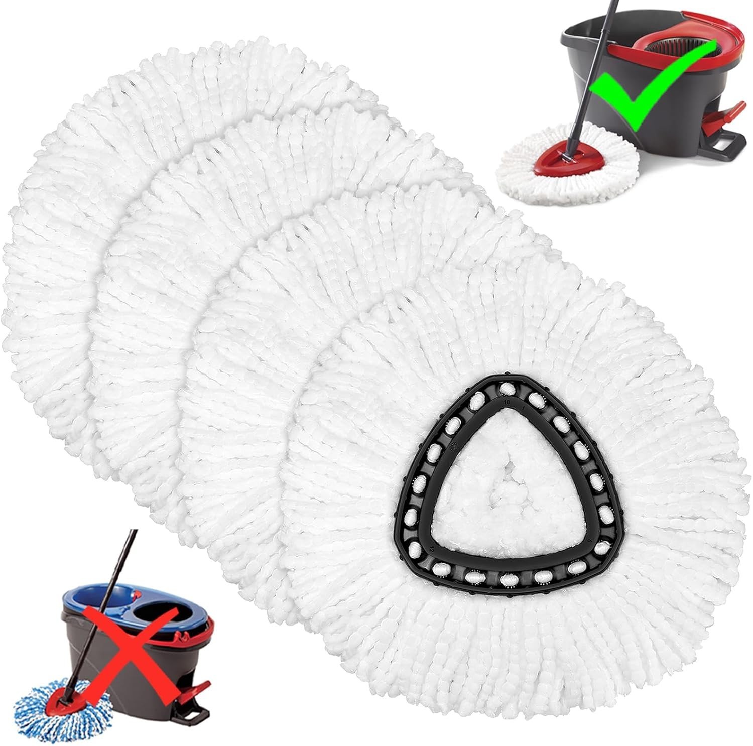 Microfiber Mop Heads Replacement Pack 4 for Spin Mop Easy Cleaning Floor