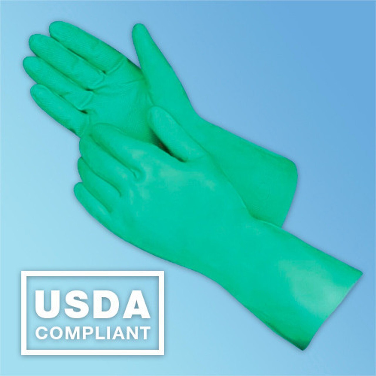 Liberty 2970 Green Flock Lined Chemical Resistant Nitrile Gloves 15 mil, 12 PAIR