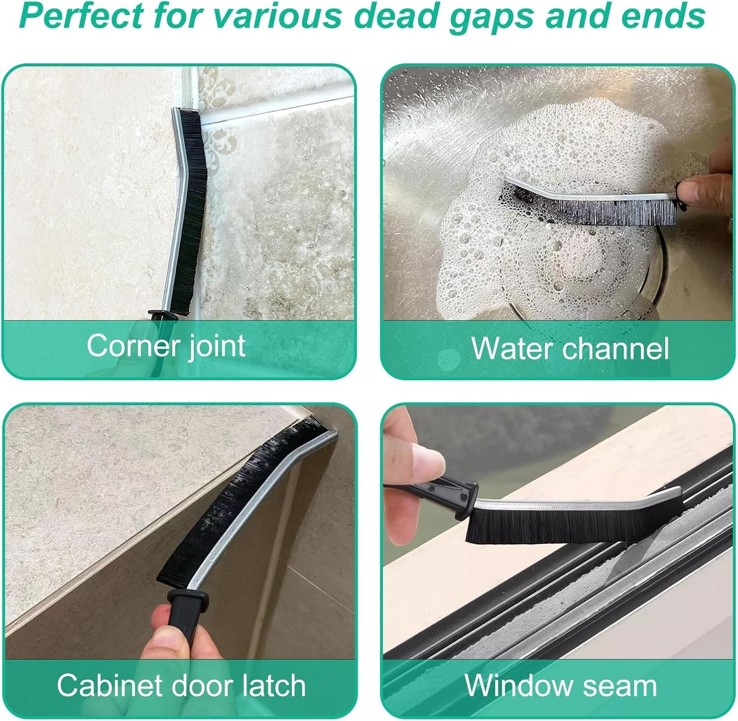 OKOM Stainless Steel Crevice Cleaning Brush – Hard Bristles for Kitchen & Bath