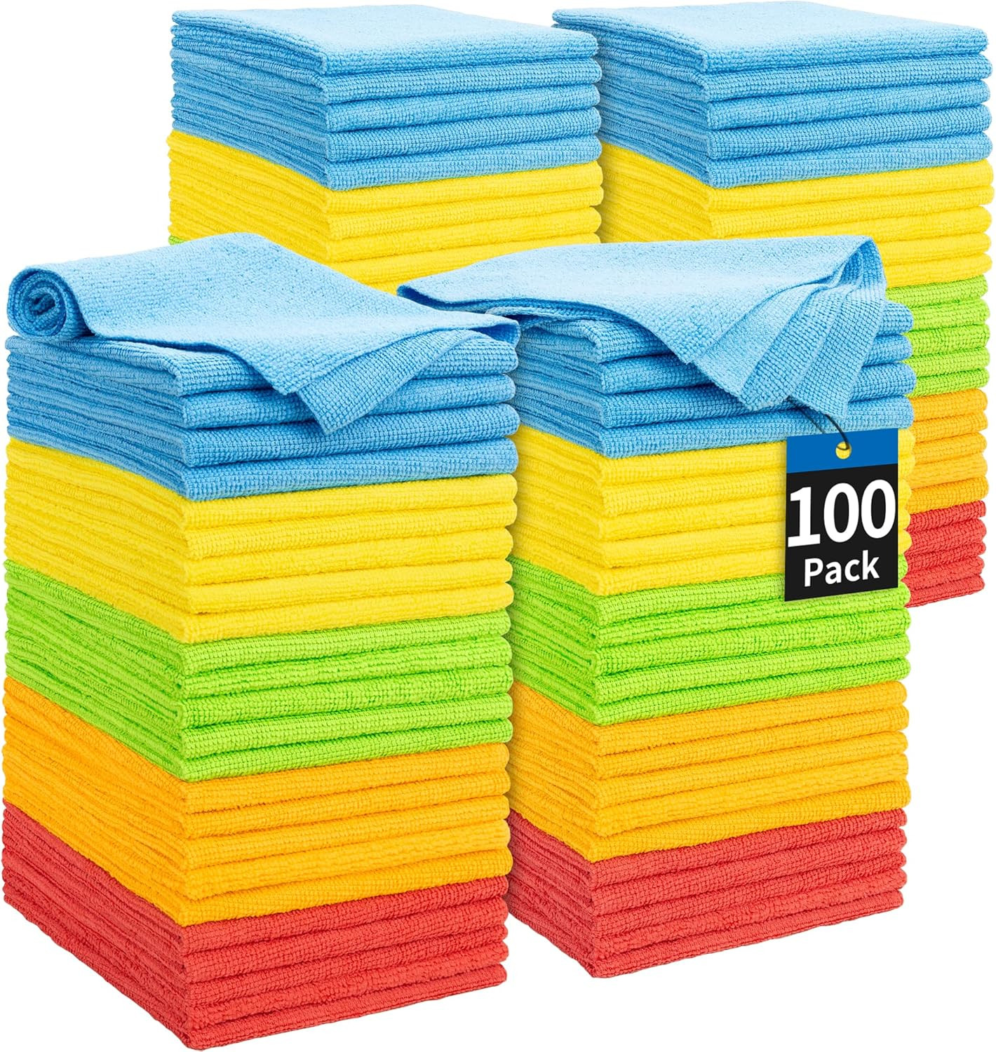 Microfiber Cleaning Cloth, 100 Pack Cleaning Rags Microfiber Towel Bulk Absor…