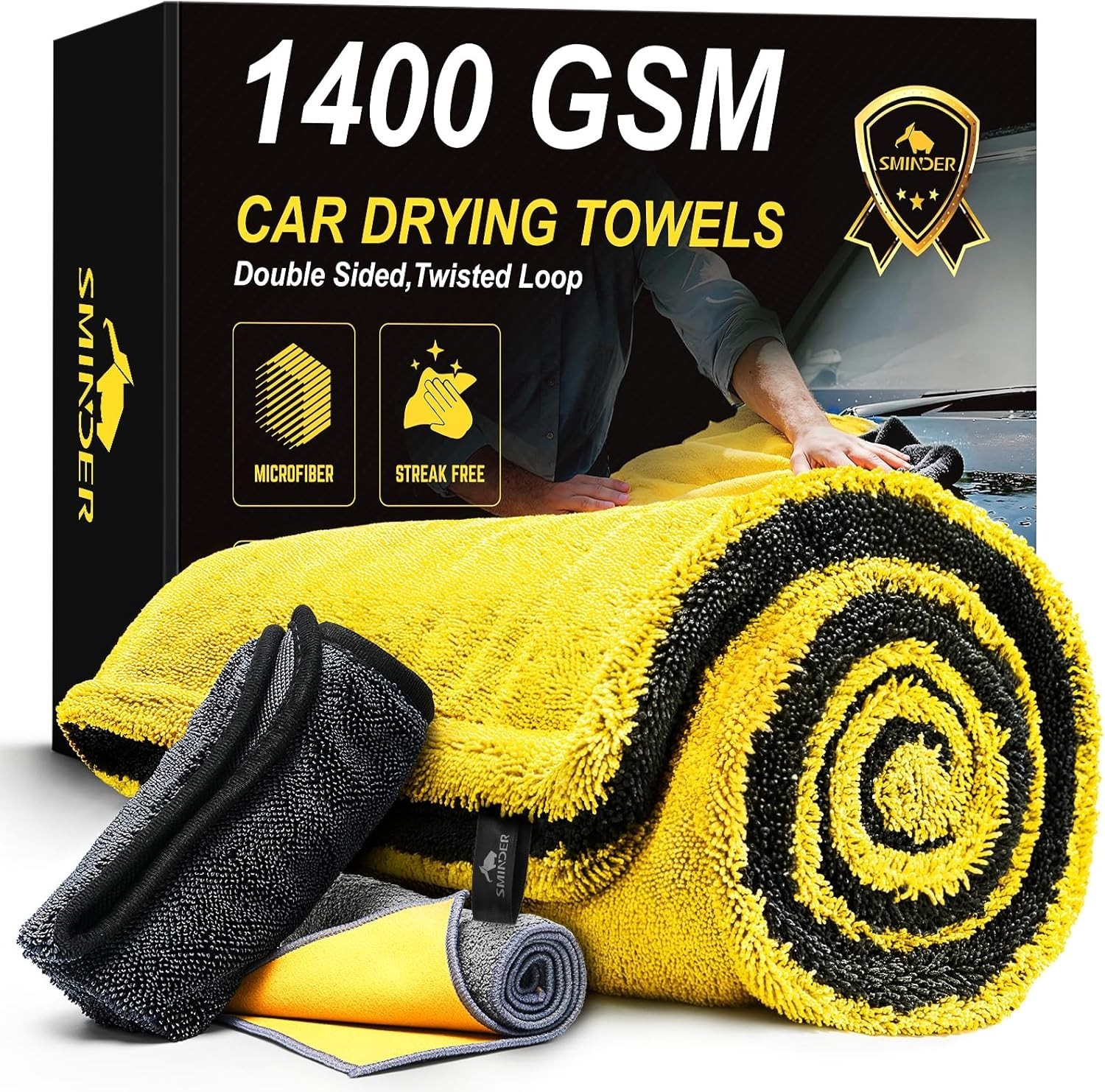 XXL Microfiber Car Drying Towels – Machine Washable, 3-Pack for Ultimate Care