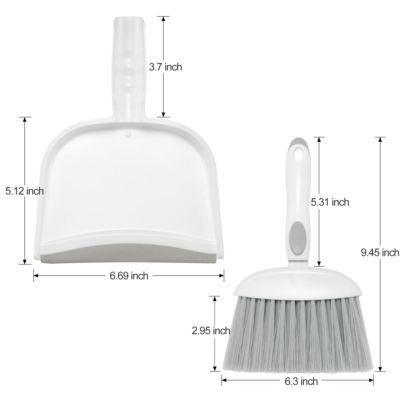 NACENA Small Dust Pan and Brush Set, Mini Broom 1-Pack, Grey White
