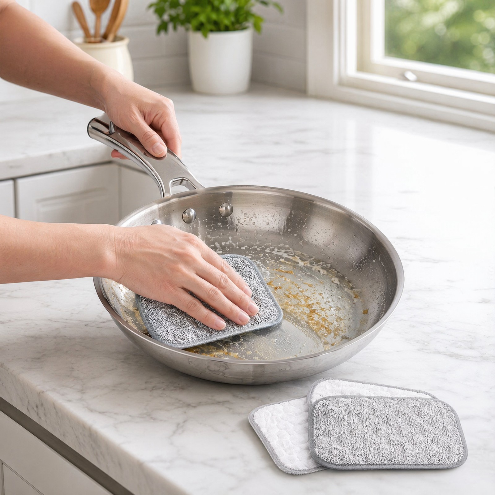 Dual Sided Wire Mesh Microfiber Kitchen Cleaning Cloths 5PC