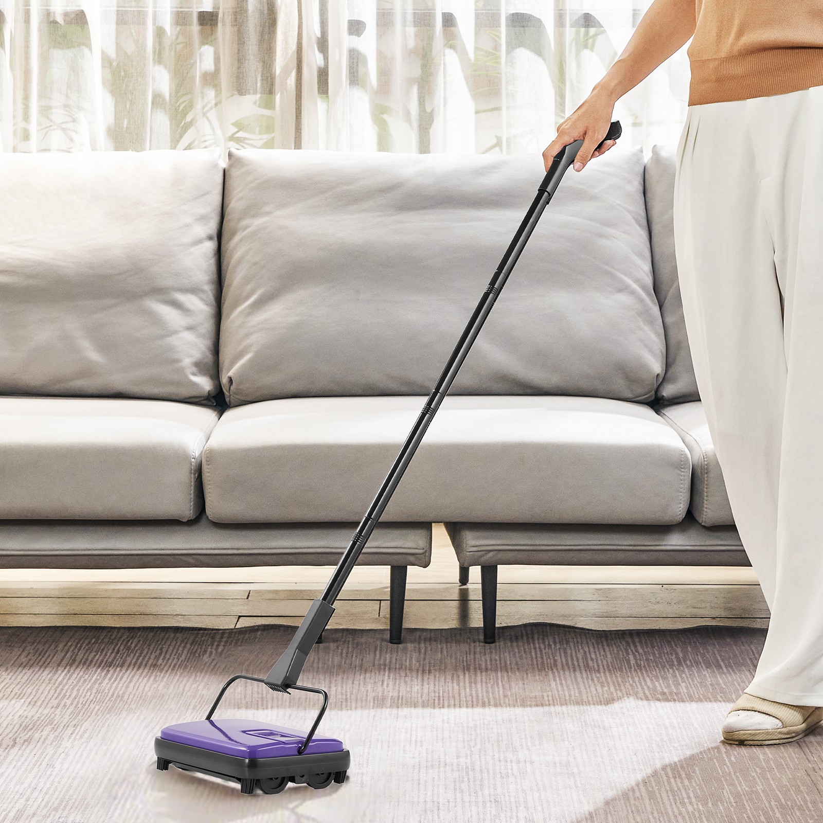 Uimoso Carpet Floor Sweeper Manual 6.7 inch Width Sweeping Paths Non Electric