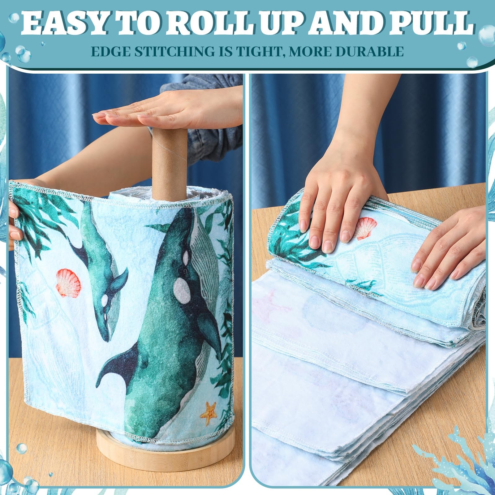 Noveread 36 Pack Sea Animals Reusable 9.84 x 11.81 inches, Ocean Blue
