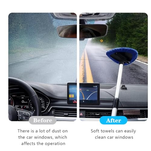 Car Windshield Cleaning Tool, Automotive Window Cleaner with 4 Reusable Blue