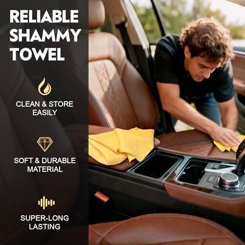 Premium Shammy Cloth for Car Drying 2pk (26”x17”)-Super 2pk 26″x17″ Yellow