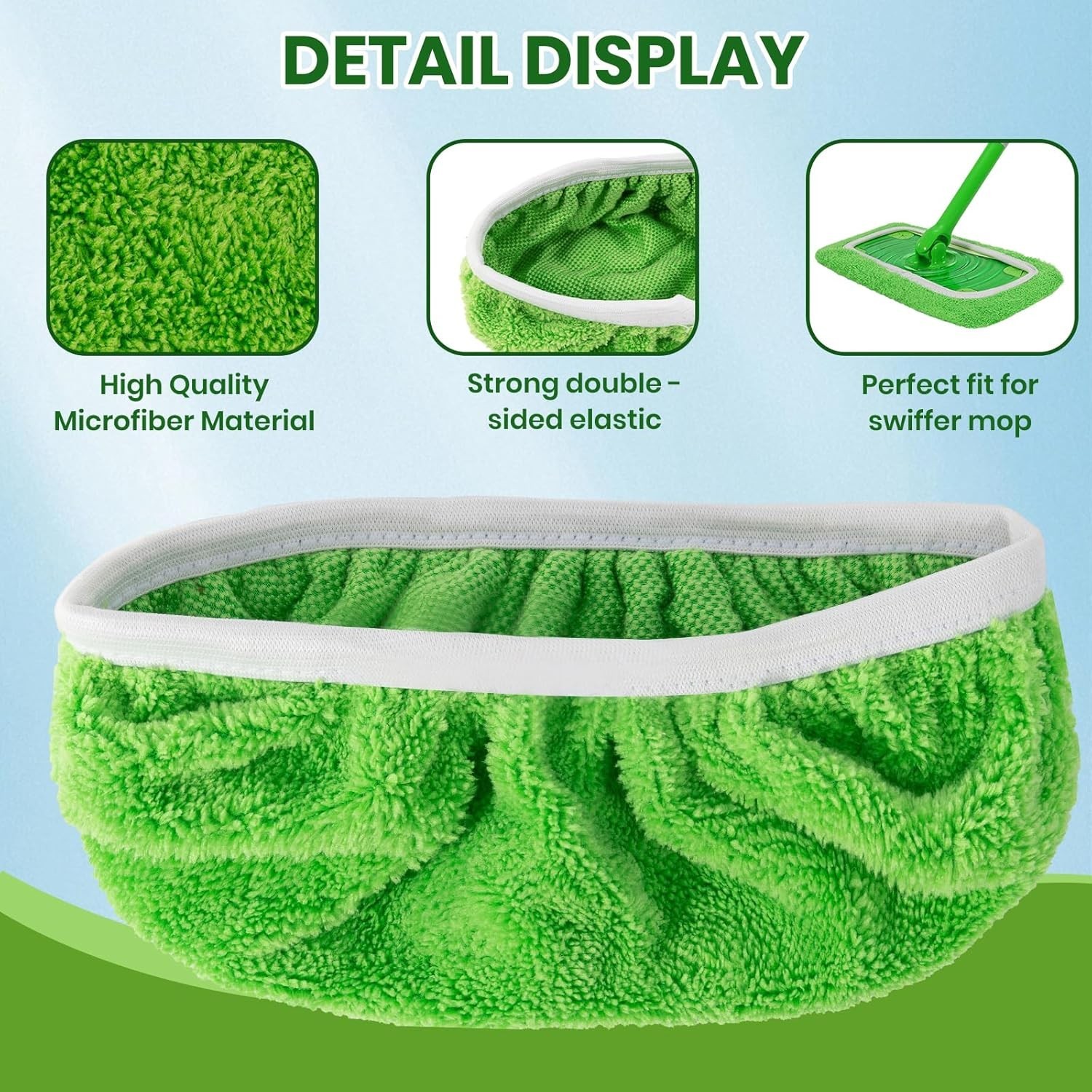6 Pack Reusable Microfiber Mop Pads – Eco-Friendly Cleaning for All Floors