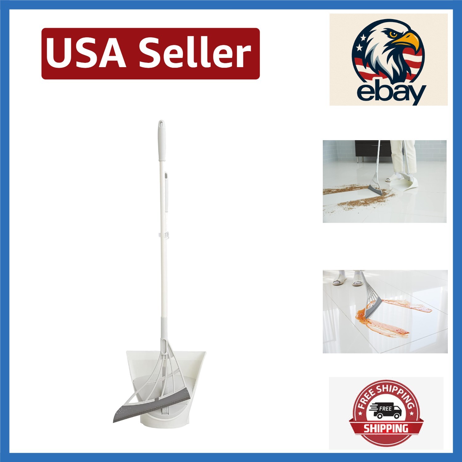Hygienic Silicone Broom & Smart Dustpan – Removes Liquids & Fine Dust Easily.