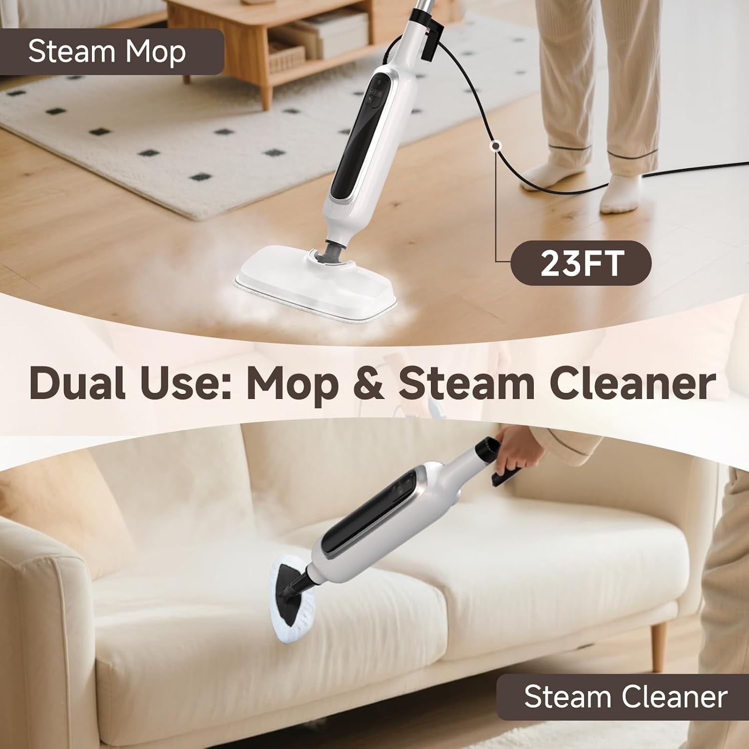 High-Temperature 12-in-1 Steam Cleaner – Fast Heating & Versatile for All Floors