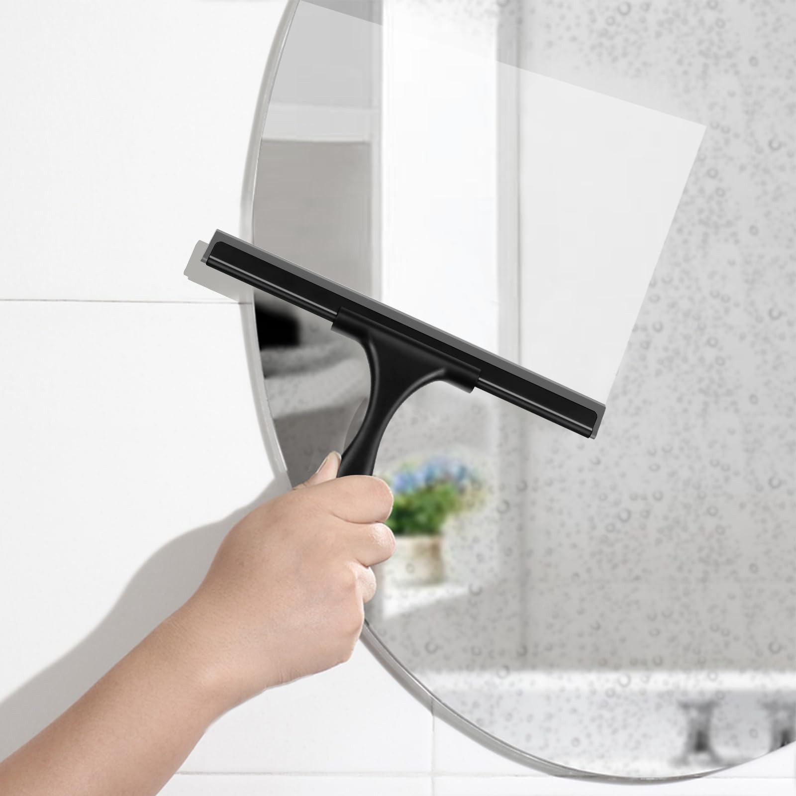 SetSail Squeegee for Shower Glass Door Stainless Steel 10 inches, All-black
