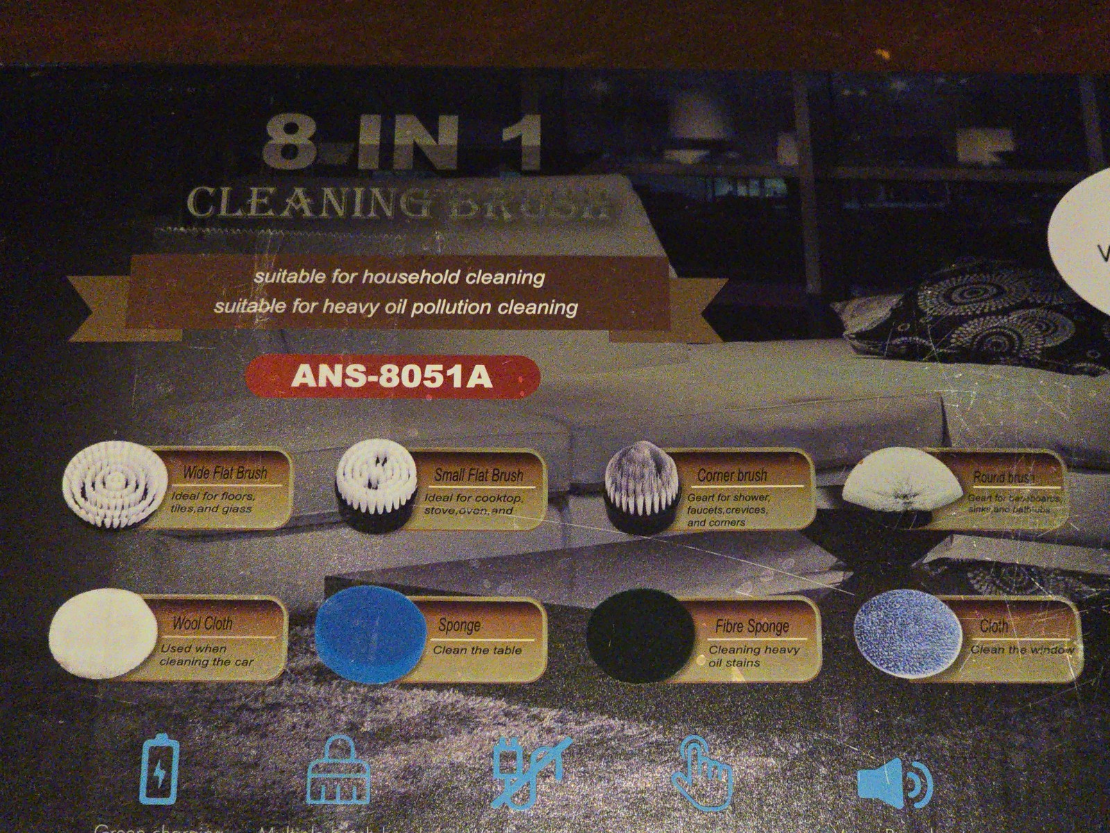 YKYI Electric 8 in 1 Cleaning Brush With Voice Assistant – ANS-8051A 3 Speed