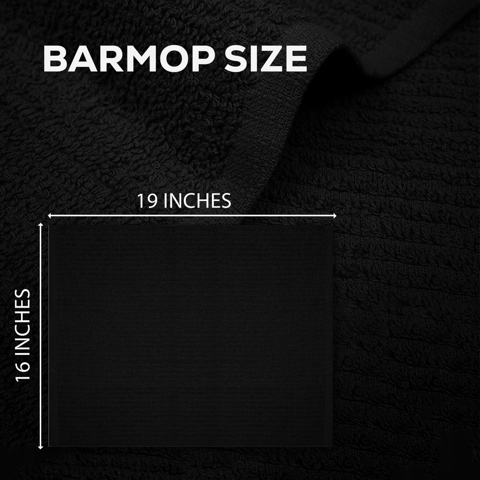 ZUPERIA Bar Mop Kitchen Towels – Pack of 12 (16″x19”) 12 16″x19″, Black