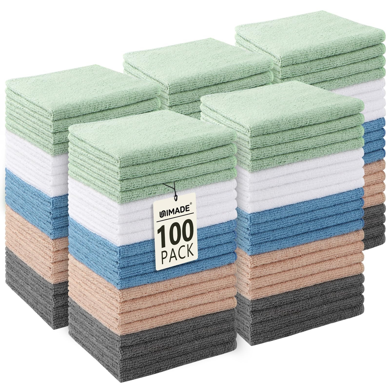 Washcloths Bulk 100 Pack Microfiber Face Towels 12×12 Multicolor Hand Cloths