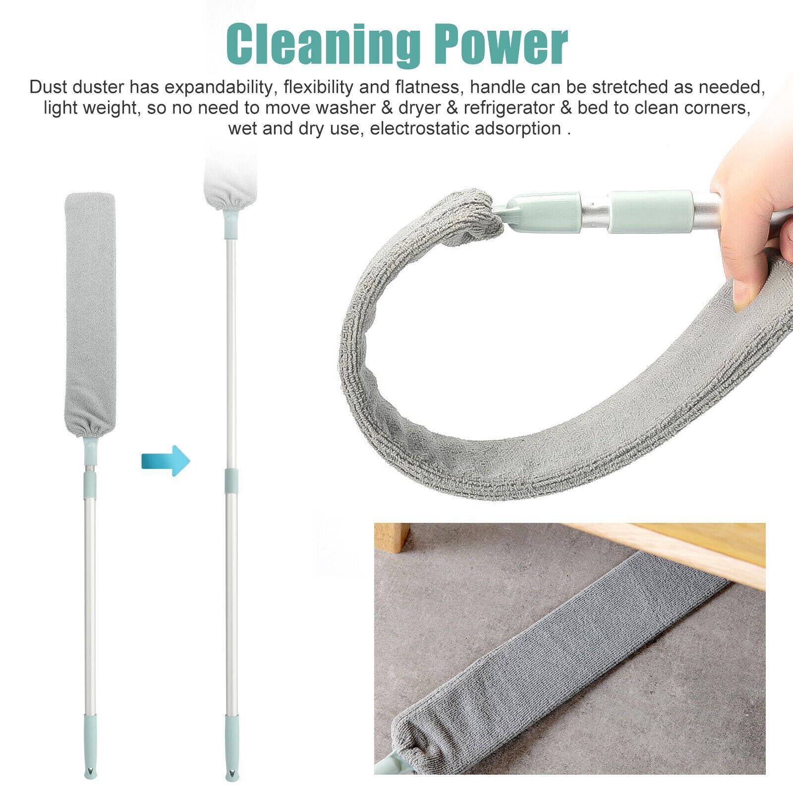 Gap Dust Cleaner Retractable Long Handle Flexible Mops Home Room For Sofa Bed US