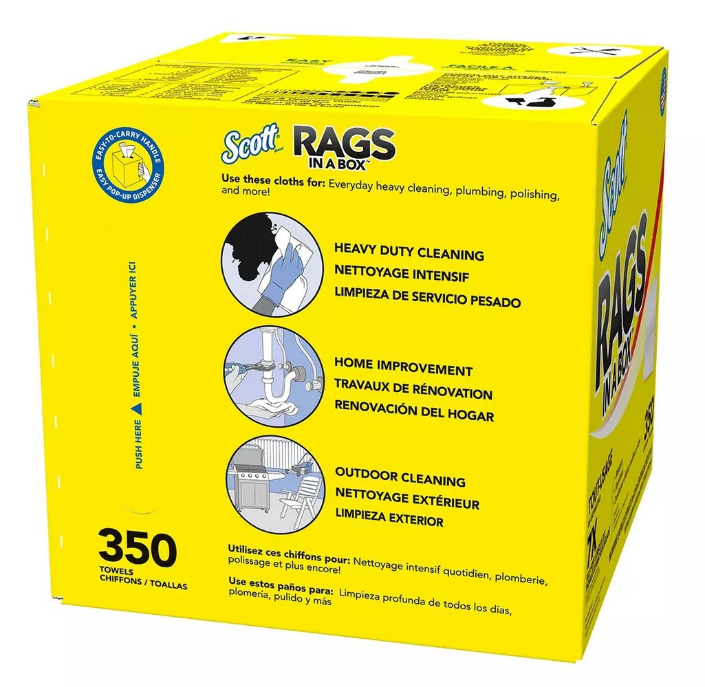 2 PACKS Scott Rags In a Box, White, All Purpose 350 Sheets/Box (Total 700) N1