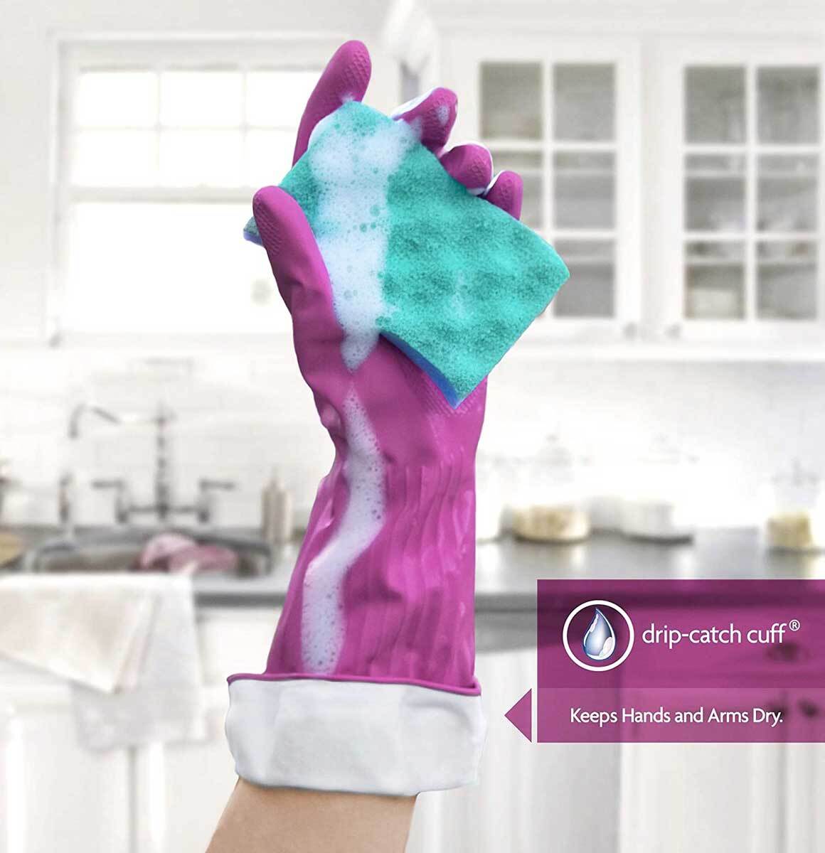 Playtex Living Cleaning Gloves w/ Drip Catch Cuff Large – 1 Pair – Pack of 12