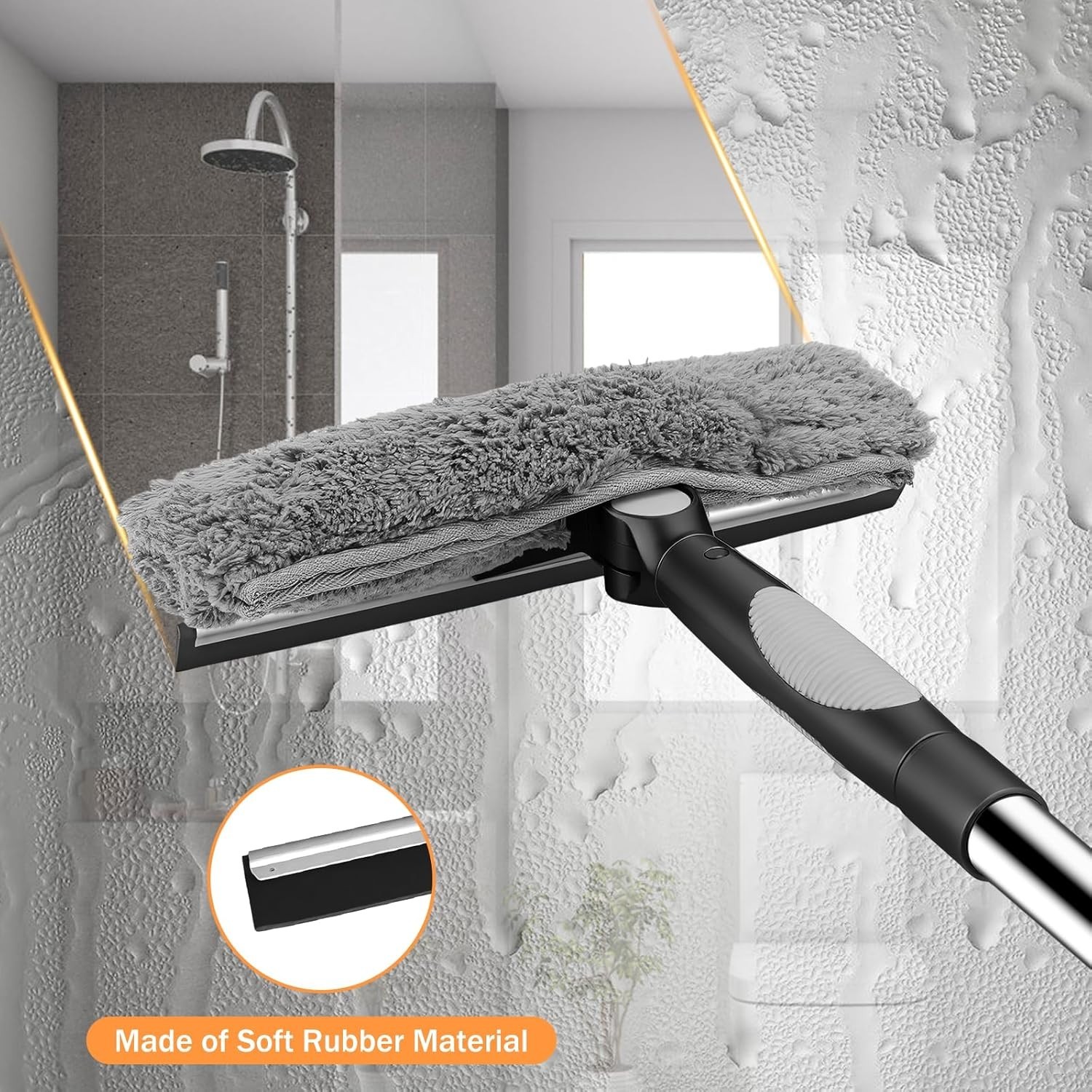 Window Squeegee 2-in-1 Extendable Car & Home Glass Cleaning Kit Telescopic