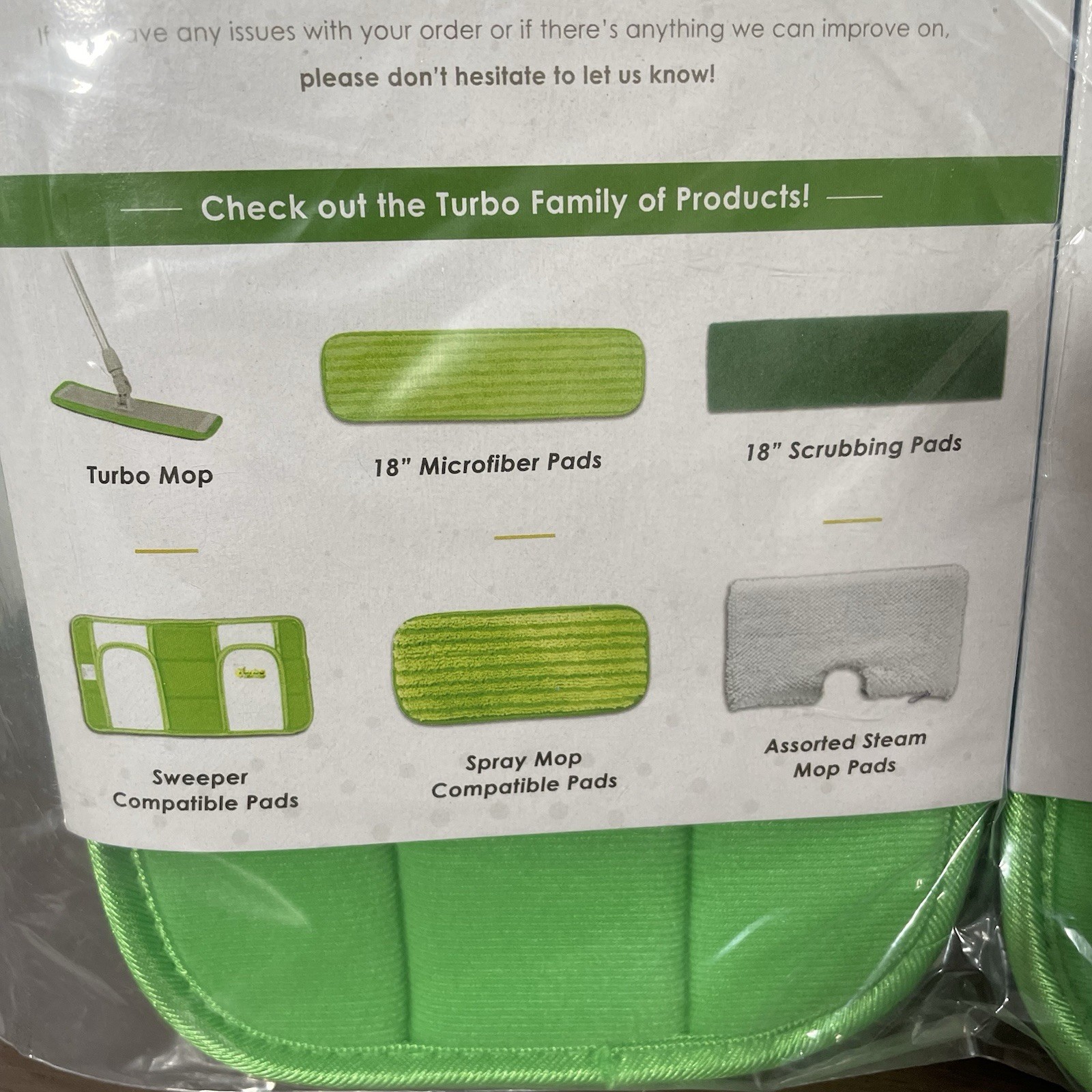 Turbo Microfiber Green Reusable Washable Spray Style Mop Pads 4-Count NEW