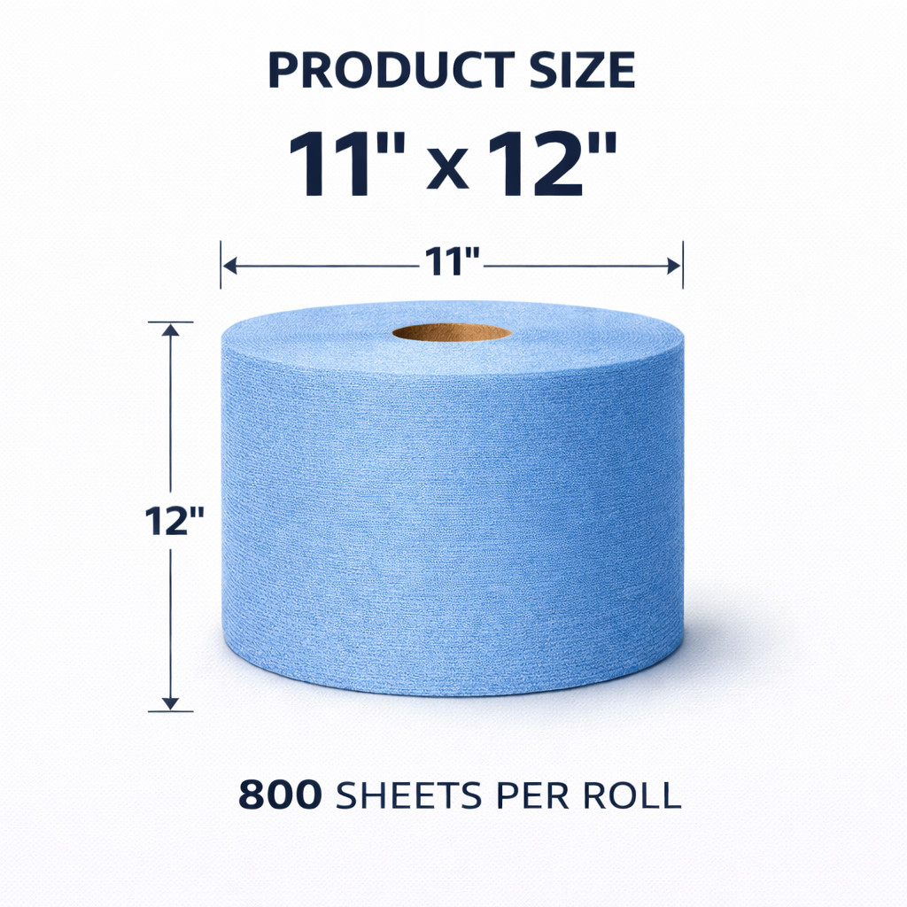 Heavy Duty Wipers Jumbo Roll – Lint Free Non Woven Cloths with Hydroknit 12″x13″