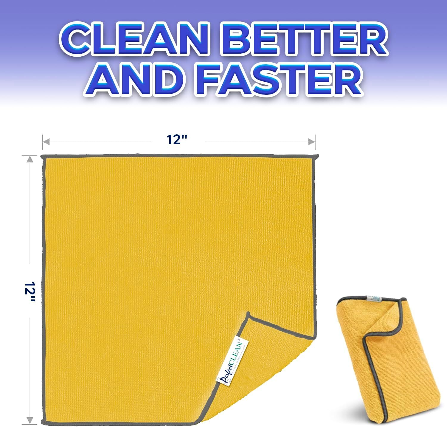 PerfectClean Microfiber Cleaning Cloth, Absorbent Cleaning Towels, 12”x12”