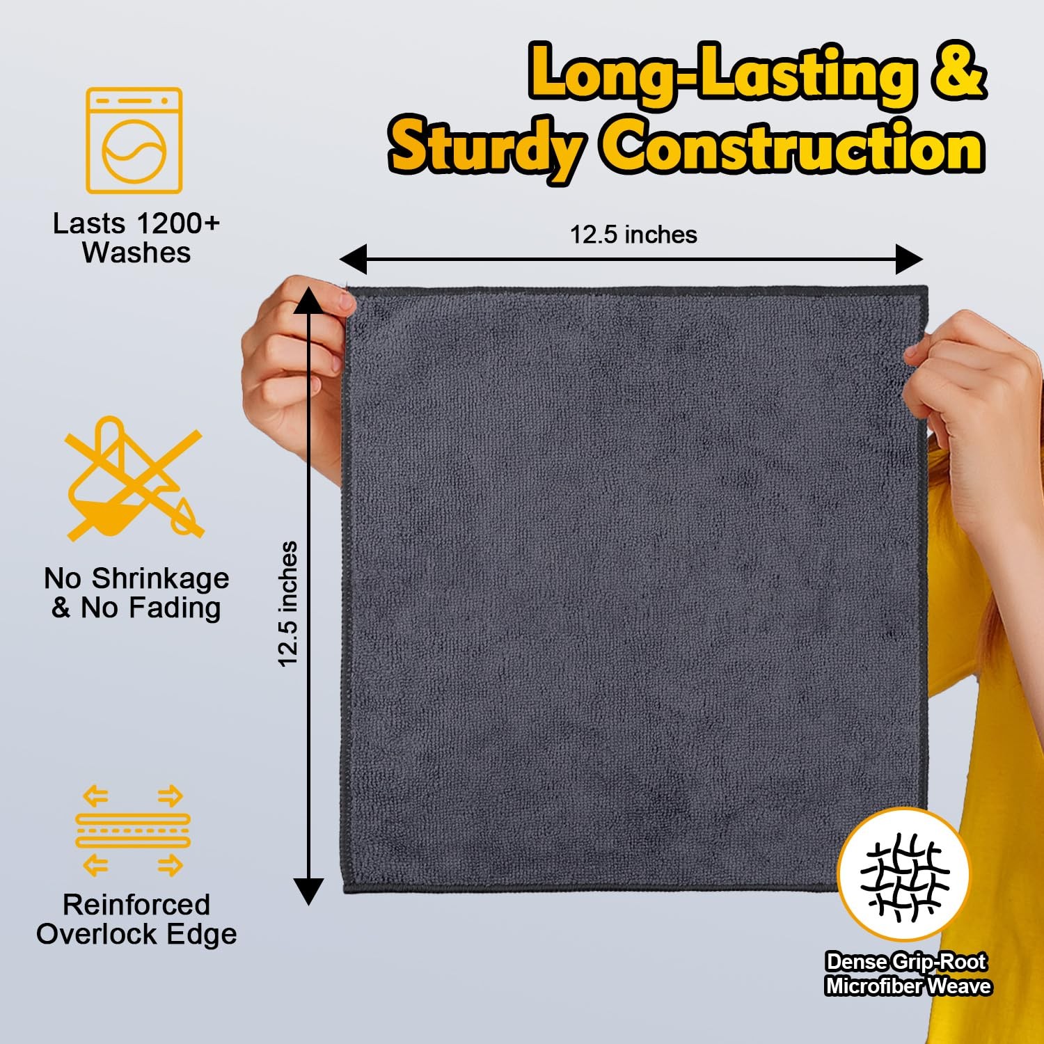 12 Pack Microfiber Cleaning Cloths 12.5 x 12.5 inch Reusable Absorbent