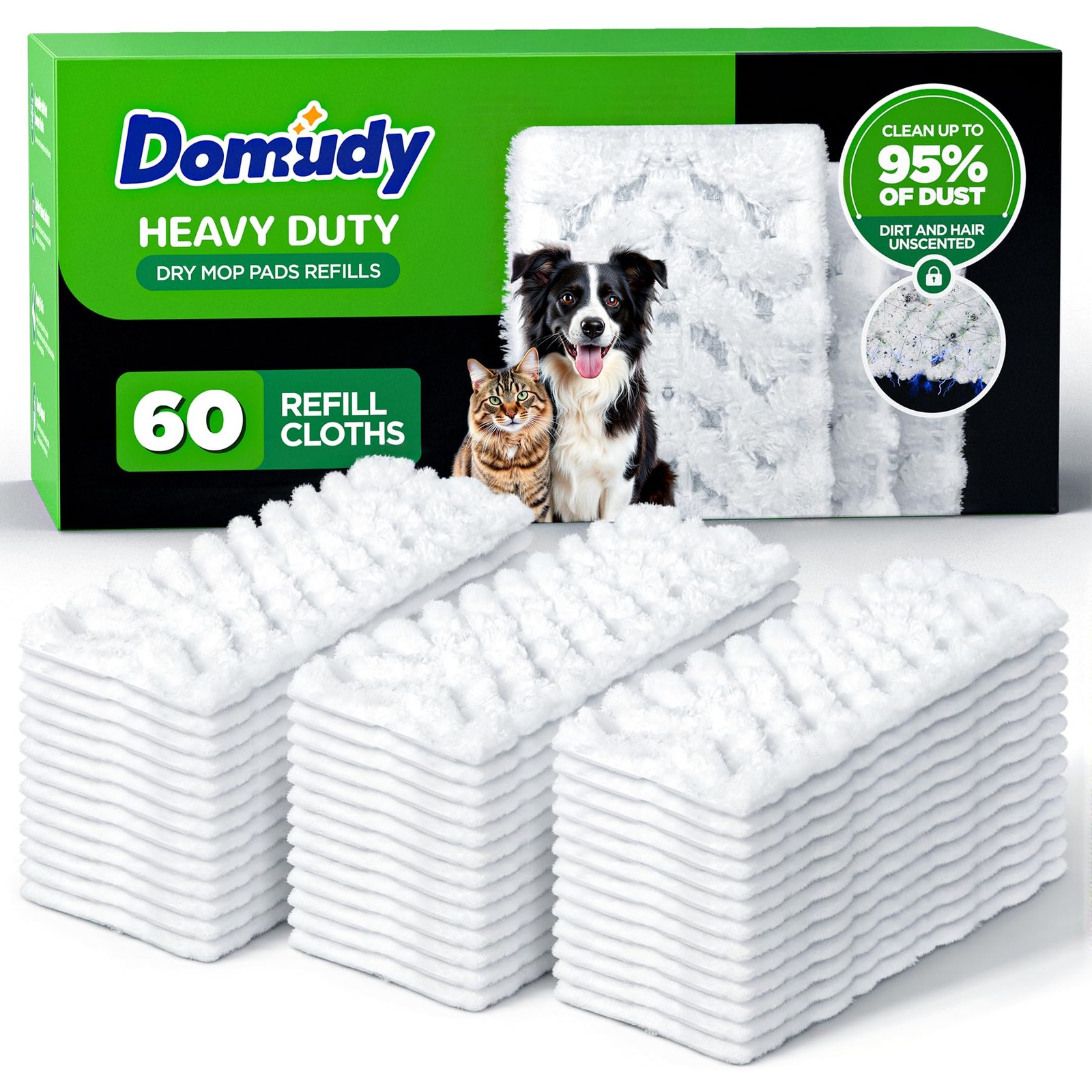 Dry Sweeping Cloths Heavy Duty Unscented 60 Count for Swiffer Sweeper Mop