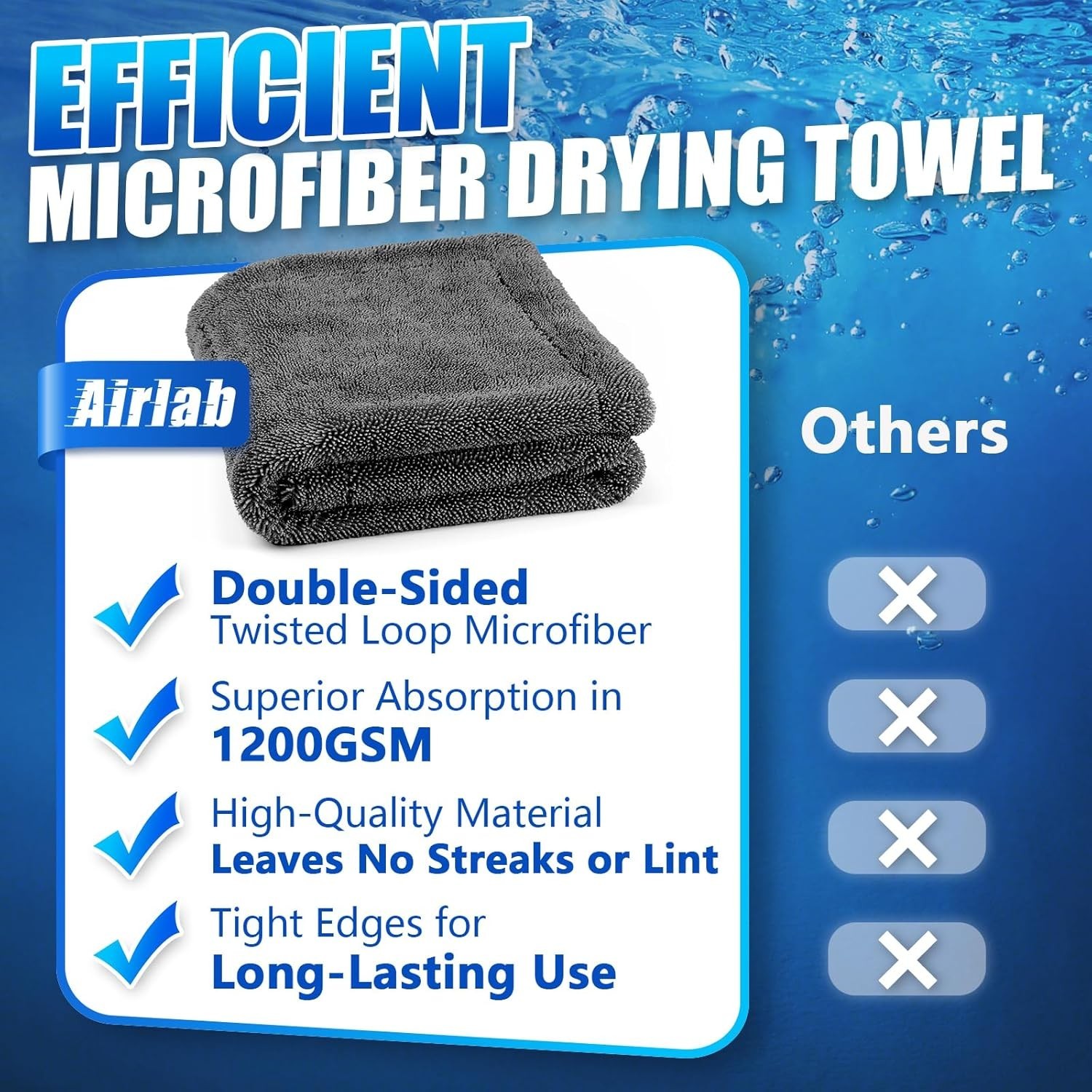 Car Drying Towel Microfiber Towels for Cars 1200 GSM Wash Auto Detailing Supp…
