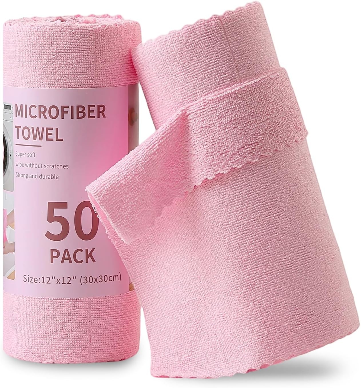 2 Roll Reusable Paper Towels, 100 Sheets Tear Away Microfiber Cloths, Lint Free